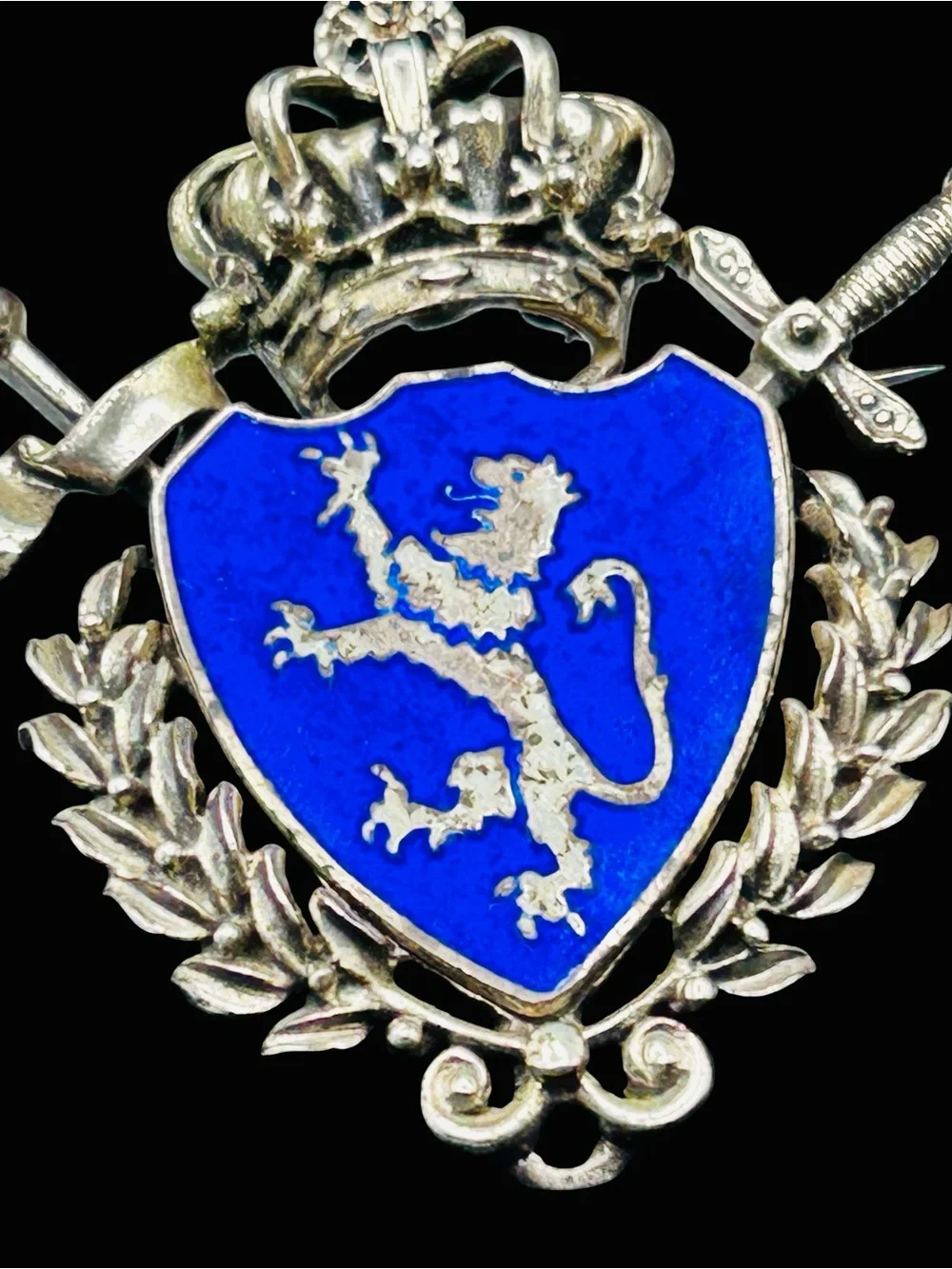 Vintage 1930’s Sterling Enamel Heraldic Estonian Lion Rampant Brooch